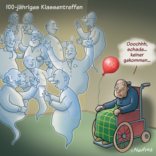 Cartoon: Klassentreffen (medium) by neufred tagged klassentreffen,alter,greise,jubiläum