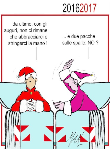 Cartoon: 2016 2017 buon anno (medium) by Enzo Maneglia Man tagged cassonettari,vignetta,spilli,di,man,maneglia,fighillearte
