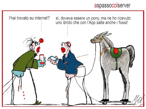 Cartoon: a spasso col server (medium) by Enzo Maneglia Man tagged vignette,umorismo,grafico,satira,circo,illustrazioni,spilli,per,fighillearte,piccolomuseo,di,fighille,ita,by,enzo,maneglia,man