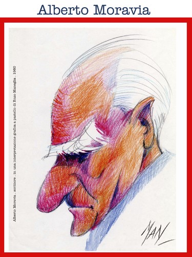 Cartoon: Alberto Moravia (medium) by Enzo Maneglia Man tagged personaggi