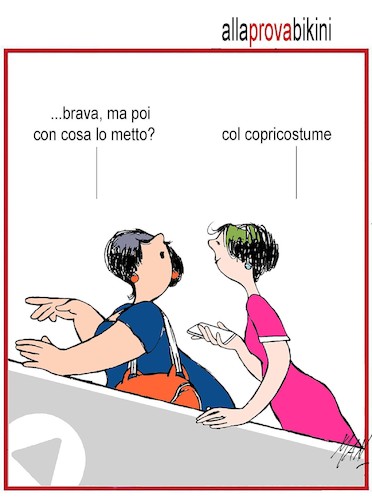 Cartoon: Alla prova bikini (medium) by Enzo Maneglia Man tagged vignette,umorismo,grafico,primaveraestate,maneglia,man,fighillearte