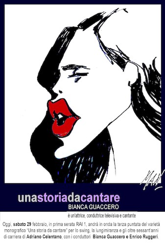 Cartoon: Bianca Guaccero (medium) by Enzo Maneglia Man tagged bianca,guaccero,attrice,conuttrice,tv,cantante,unastoriapercantare,rappresentazioni,grafiche,ritratti,caricature,personaggi,di,man