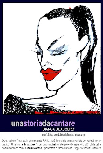 Cartoon: Bianca Guaccero cantante (medium) by Enzo Maneglia Man tagged ritratti,caricature,grafiche,personaggi,cinema,teatro,televisione,storie,da,cantare,illustrazioni,di,man,maneglia