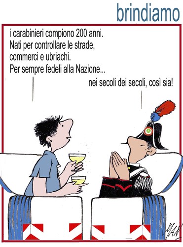 Cartoon: carabinieri 200 anni (medium) by Enzo Maneglia Man tagged fighillearte,maneglia,man,cassonettari,200anni,carabinieri