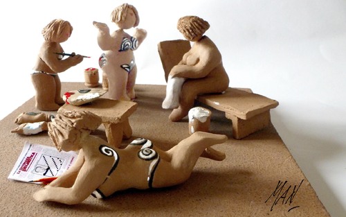 Cartoon: dipingere en plein air (medium) by Enzo Maneglia Man tagged ceramiche,sculture,bagnanti,enzo,maneglia