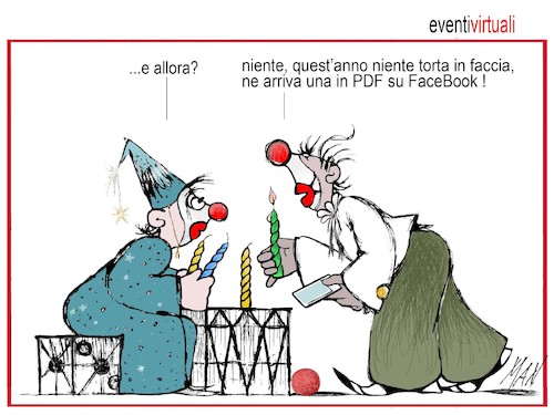 Cartoon: eventi virtuali (medium) by Enzo Maneglia Man tagged vignette,umorismo,grafico,satira,di,costume,spilli,circo,manegliaper,fighillearte,piccolomiuseo,fighielle,ita