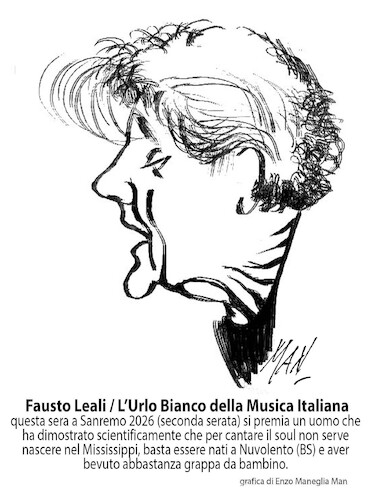 Cartoon: Fausto Leali (medium) by Enzo Maneglia Man tagged caricatura,fausto,leali,sanremo,2026,cantautori
