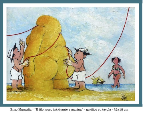 Cartoon: filo rosso intrigante (medium) by Enzo Maneglia Man tagged umorismo,maneglia,pittura
