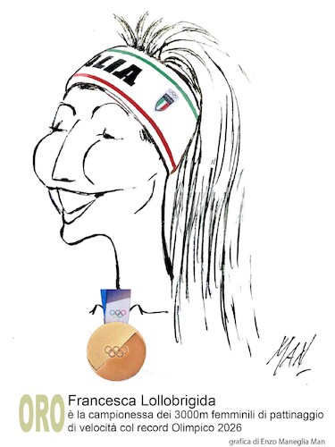 Cartoon: Francesca Lollobrigida (medium) by Enzo Maneglia Man tagged sport,olimpiadi2026