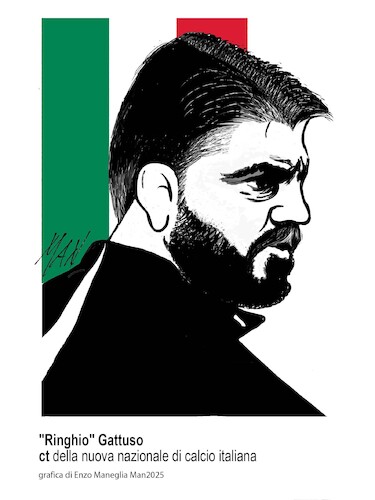 Cartoon: Gattuso (medium) by Enzo Maneglia Man tagged caricature,ritratti,personaggi,gattuso,sport
