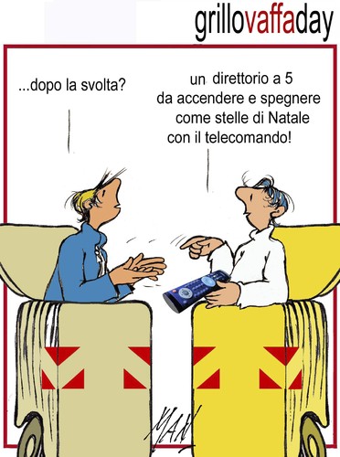 Cartoon: Grillo vaffa day (medium) by Enzo Maneglia Man tagged fighillearte,maneglia,man,cassonettari