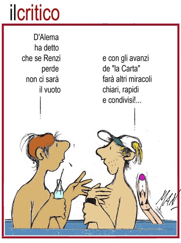 Cartoon: il critico politico (medium) by Enzo Maneglia Man tagged cassonettari,man,maneglia,fighillearte