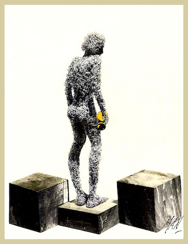 Cartoon: in fil di ferro (medium) by Enzo Maneglia Man tagged sculture,fil,di,ferro,istallazioni,man