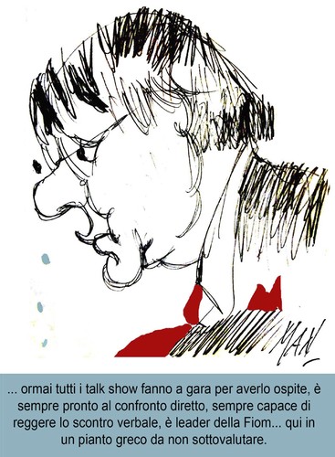 Cartoon: Landini sulle orme di Tsipras (medium) by Enzo Maneglia Man tagged maneglia,fiom,sindacalista,politico,maurizio,landini,man