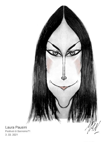 Cartoon: Laura Pausini (medium) by Enzo Maneglia Man tagged caricatura,laura,pausini,festival,sanremo,2021,vincitrice,del,golden,globe,by,enzo,maneglia,man