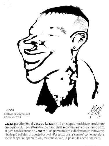 Cartoon: Lazza cantante (medium) by Enzo Maneglia Man tagged caricatura,ritratto,cantautore,festival,sanremo73
