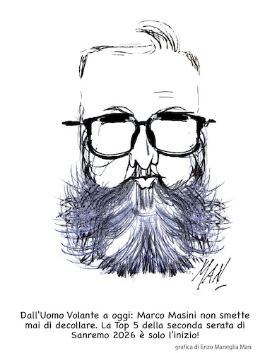 Cartoon: Marco Masini (medium) by Enzo Maneglia Man tagged caricatura,marco,masini,cantautore,sanremo,2026