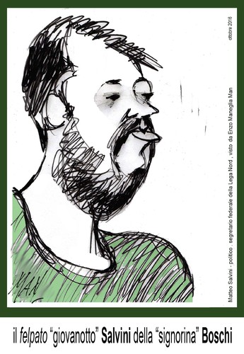 Cartoon: Matteo Salvini (medium) by Enzo Maneglia Man tagged caricature,salvini,matteo,politico,italiano,lega,nord,italia,enzo,maneglia,man,la7tv