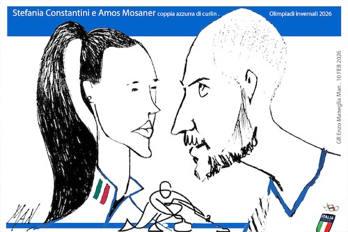 Cartoon: Mosaner e  Constantini (medium) by Enzo Maneglia Man tagged sport,curting,2026,caricature,illustrazioni