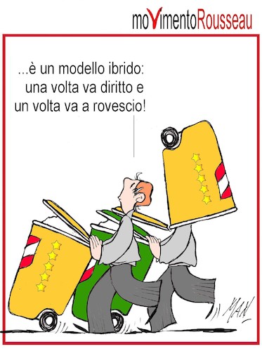 Cartoon: movimento Rousseau (medium) by Enzo Maneglia Man tagged vignette,umorismo,grafico,satira,politica,cassonettari,di,man,fighillearte,enzo,meneglia