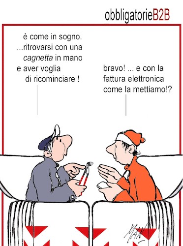 Cartoon: obbligatorie B2B (medium) by Enzo Maneglia Man tagged vignette,umorismo,grafico,cassonettari,fighillearte,maneglia,man
