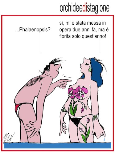 Cartoon: orchidee di stagione (medium) by Enzo Maneglia Man tagged vignette,umorismo,grafico,spilli,speciali,illustrazioni,mare,stagione,balneare,maneglia,fighillearte