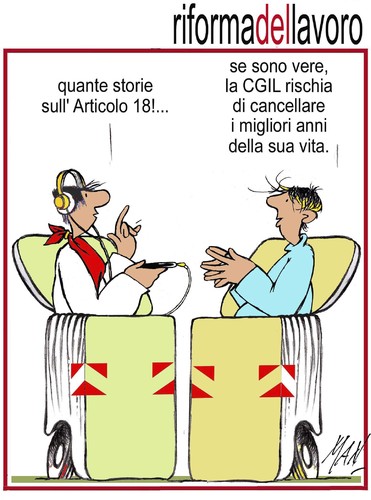 Cartoon: riforma del lavoro (medium) by Enzo Maneglia Man tagged cassonettari,man,maneglia,fighillearte