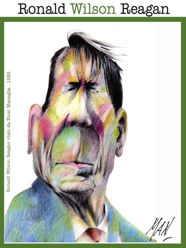 Cartoon: Ronald Reagan (medium) by Enzo Maneglia Man tagged ronald,caricatura,reagan,presidente,americano