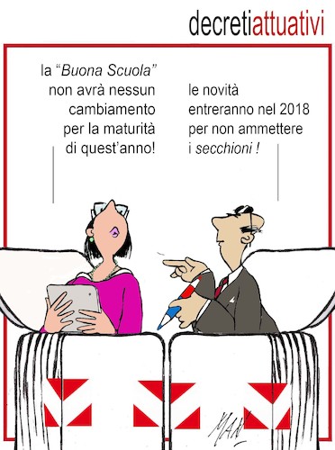 Cartoon: scuola decreti attuativi (medium) by Enzo Maneglia Man tagged umorismo,vignette,cassonettari,di,man,maneglia,fighillearte