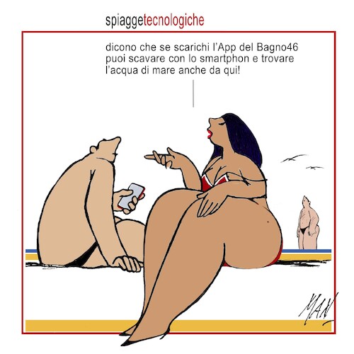 Cartoon: spiagge tecnologiche (medium) by Enzo Maneglia Man tagged ignette,mare,umorismo,grafico,illustrazioni,fighillearte,piccolomuseo,fighille,ita