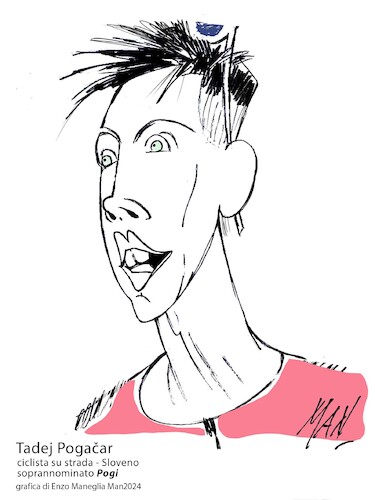 Cartoon: Tadej Pogacar (medium) by Enzo Maneglia Man tagged caricature,tadej,pogacar,sport,ciclismo