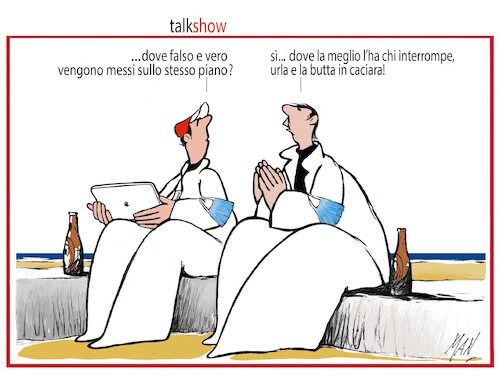 Cartoon: talk show (medium) by Enzo Maneglia Man tagged vignetta,umorismo,grafico,satira,fighillearte,piccolomuseo,fighille,ita,maneglia