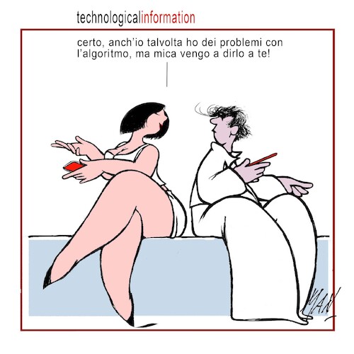 Cartoon: technological information (medium) by Enzo Maneglia Man tagged vignette,umorismo,grafico,illustrazioni,intelligenze,artificiali