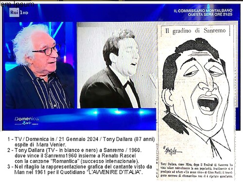Cartoon: Tony Dallara a Sanremo (medium) by Enzo Maneglia Man tagged caricature,tony,dallara,grafica,ritagli,avvenire,italia,maneglia