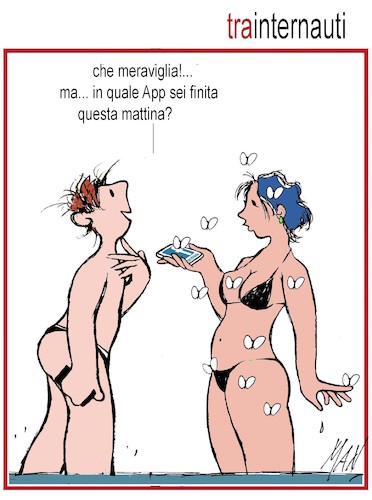 Cartoon: tra internauti (medium) by Enzo Maneglia Man tagged vignette,umorismo,grafico,internauti,voglia,di,mare,tempo,coronavirus,man,enzo,maneglia,per,fighillearte,piccolomuseo,fighille,it