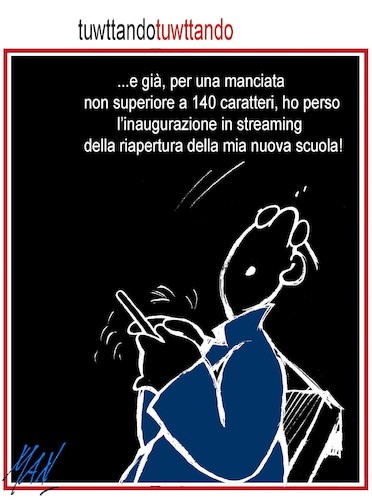 Cartoon: tuwttandotuwttando (medium) by Enzo Maneglia Man tagged vignetta,umorismo,grafico,ritorno,scuola,14,settembre,2020,by,enzo,maneglia,man,fighillearte,piccolomuseo,fighille,ita