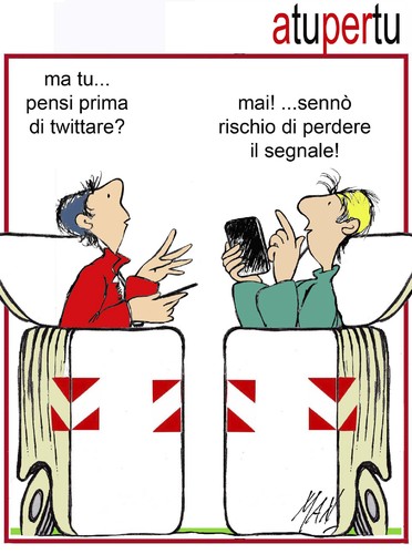 Cartoon: twittando a tu per tu (medium) by Enzo Maneglia Man tagged cassonettari,man,maneglia,fighillearte,23,marzo,2015,tu