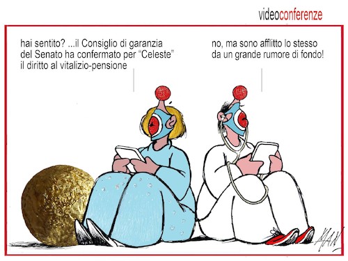 Cartoon: video conferenze (medium) by Enzo Maneglia Man tagged vignette,spilli,umorismo,grafico,satira,di,enzo,maneglia,man,per,fighillearte,piccolomuseo,ita