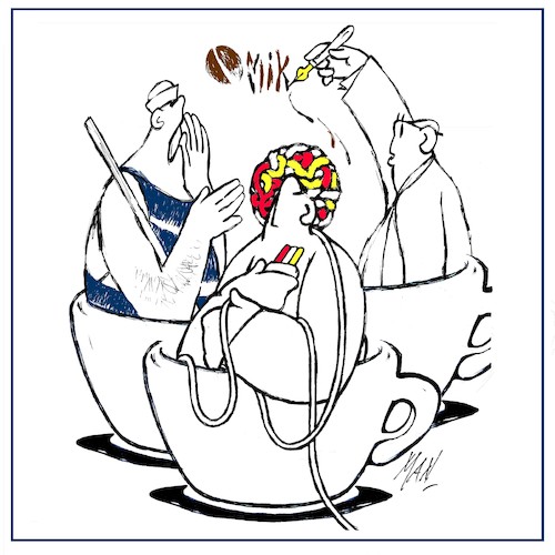 Cartoon: Caffe Michelangelo by Ruinetti (medium) by Enzo Maneglia Man tagged racconti,storie,diari,by,franco,ruinetti,fighillearte,illustrazioni,grafiche,man,maneglia