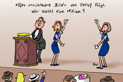 Cartoon: Die Versteigerung (medium) by rene tagged versteigerung,bild,bilder,kunst,auktion,auktionator,million,reiche,millionär