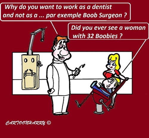 Cartoon: 32 Tits (medium) by cartoonharry tagged toonpool,dutch,cartoonharry,cartoonist,cartoon,boy,work,brests,tits,dentist