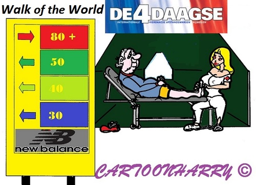 Cartoon: 4 Daagse (medium) by cartoonharry tagged toonpool,dutch,cartoonharry,cartoonist,cartoon,nederland,holland,4daagse,vierdaagse,nijmegen,walkoftheworld,elder,80plus