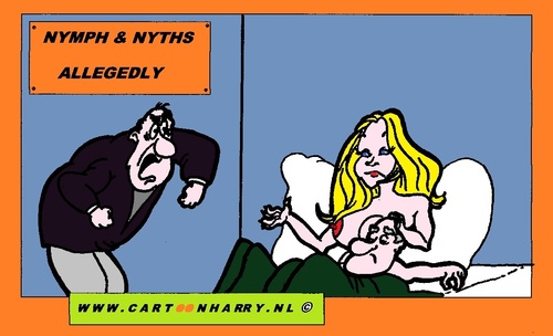 Cartoon: Allegedly (medium) by cartoonharry tagged toonpool,holland,dutch,cartoonharry,cartoonist,cartoon,sleeping,nymph,alegedly,nyth