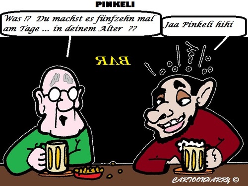 Cartoon: Alter? (medium) by cartoonharry tagged bar,betrunken,besoffen,pinkeln