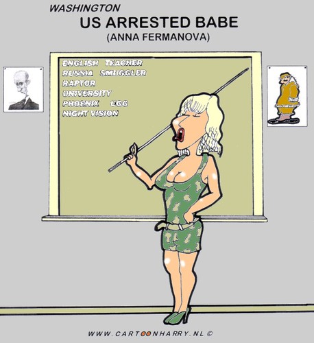 Cartoon: Arrested Babe (medium) by cartoonharry tagged babe,arrested,nightvision,teacher,english,girl,sexy,russia,usa,cartoonharry