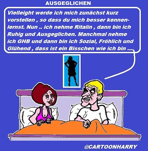 Cartoon: Ausgeglichen (medium) by cartoonharry tagged liebe,erstemal,ausgeglichen,mann,frau