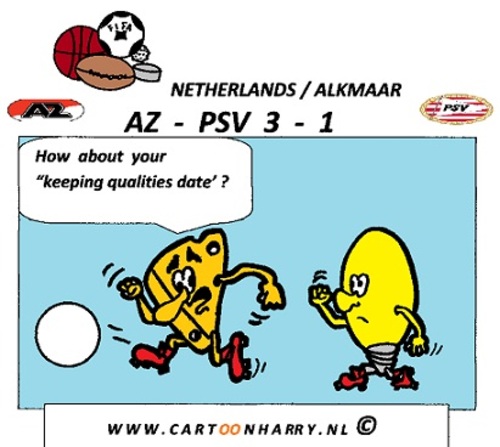 Cartoon: AZ - PSV  3 - 1 (medium) by cartoonharry tagged az,psv,soccer,holland,cheese,lamp,dutch,remarkable,result,cartoon,cartoonharry,cartoonist,toonpool