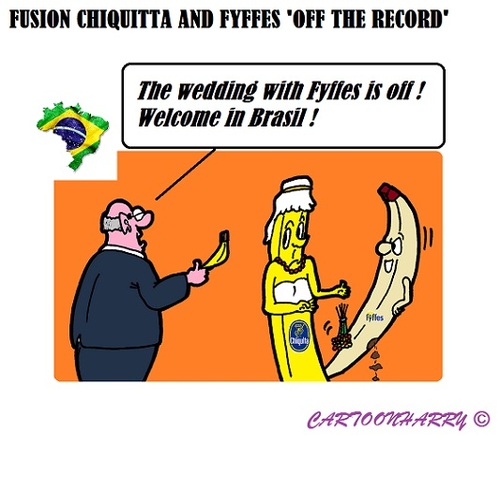 Cartoon: Brasilian Bananas (medium) by cartoonharry tagged brasil,usa,bananas,chiquita,fyffes