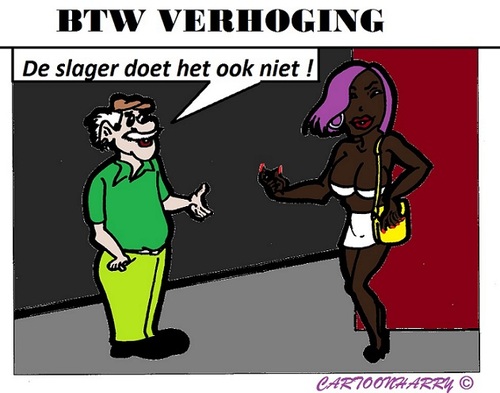 Cartoon: BTW verhoging (medium) by cartoonharry tagged btw,verhoging,hoer,boer,slager,cartoon,cartoonist,cartoonharry,dutch,toonpool