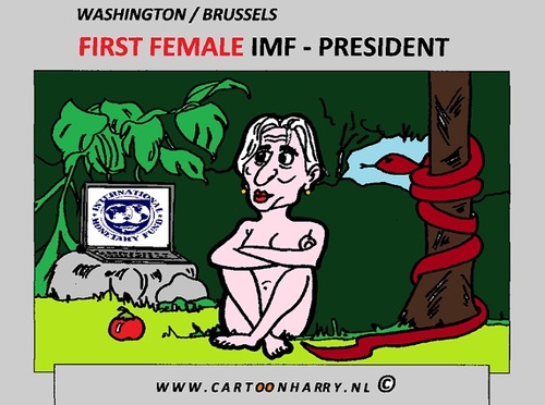 Cartoon: Christine Lagarde (medium) by cartoonharry tagged christine,lagarde,first,woman,eva,imf,cartoon,cartoonist,cartoonharry,dutch,france,un,washington,toonpool